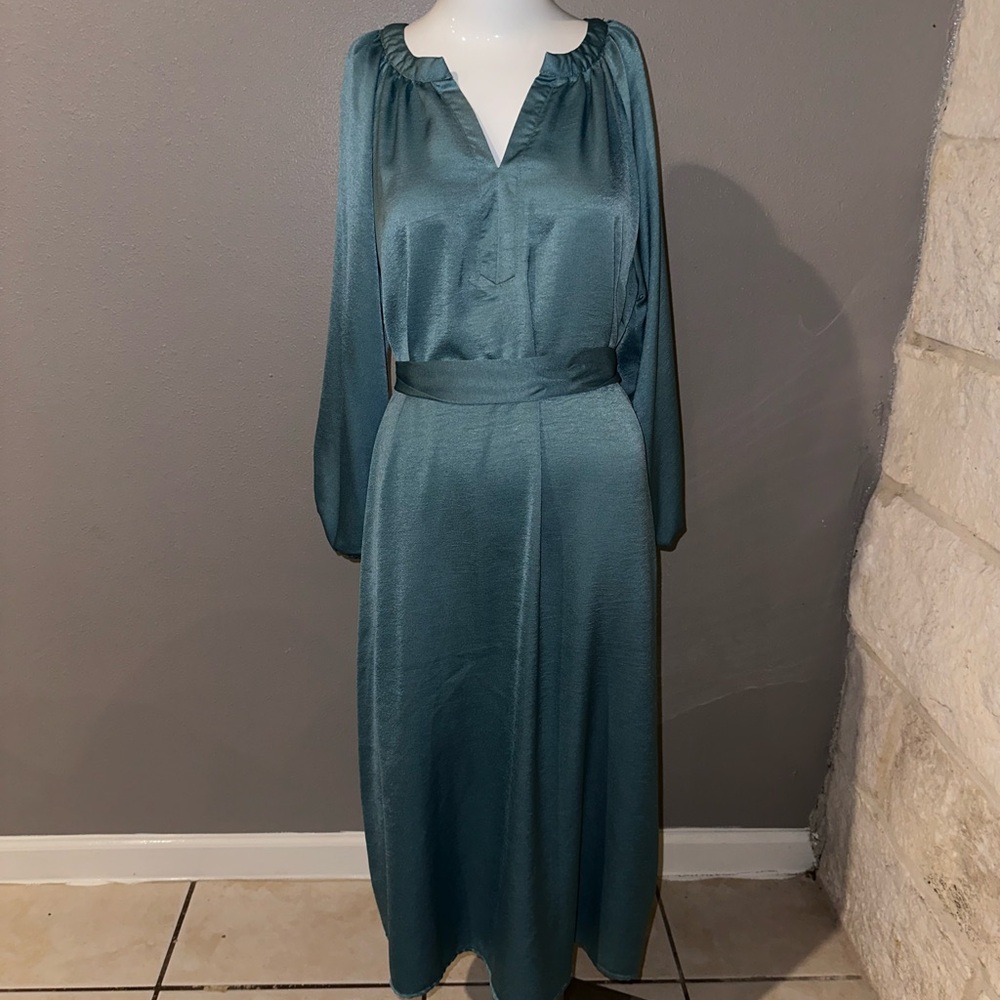 Chic Long Sleeve Teal Dress